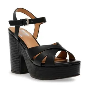 DV by Dolce Vita Colette Sandals Embossed Platform Heels Black Size 7 NEW