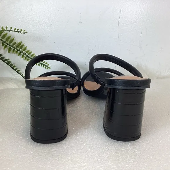 DV DOLCE VITA HALSTY DUAL STRAP BLOCK HEEL SANDALS BLACK SZ 6