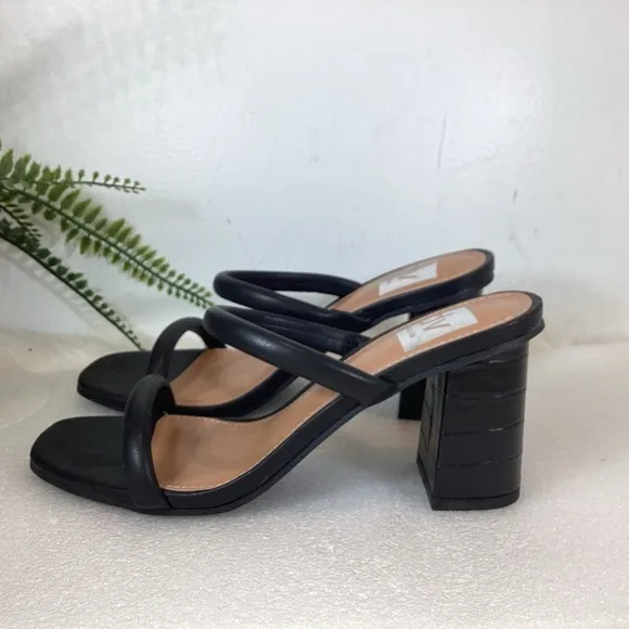 DV DOLCE VITA HALSTY DUAL STRAP BLOCK HEEL SANDALS BLACK SZ 6