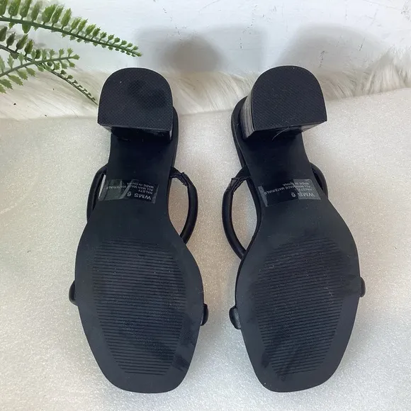 DV DOLCE VITA HALSTY DUAL STRAP BLOCK HEEL SANDALS BLACK SZ 6