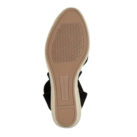 Easy Spirit Women's Meza Casual Strappy Espadrille Wedge Sandals Black Size 7