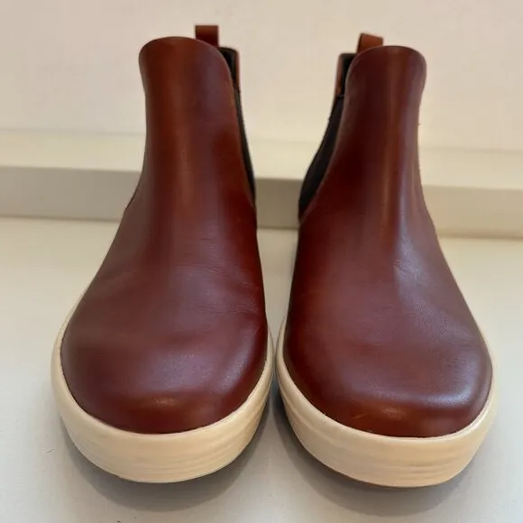 Ecco Soft 7 Chelsea Booties Leather Boots Cognac Size 40 US 9 - 9.5 NEW