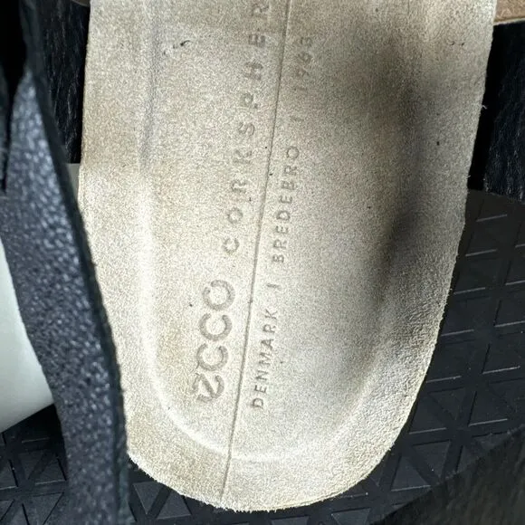 ECCO Womens Size US 10-10.5 Flowt Wedge Corksphere Sandals Black