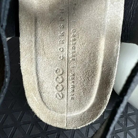ECCO Womens Size US 10-10.5 Flowt Wedge Corksphere Sandals Black