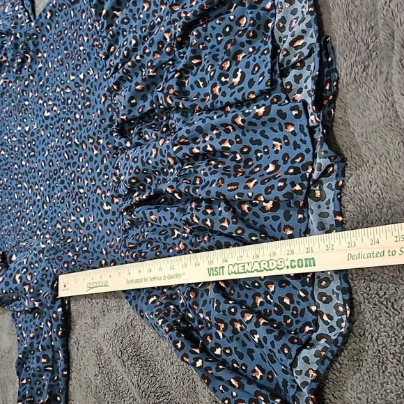 ee:some Long Sleeve Bohemian Blue Animal Print Tierd Peasant Dress Size M