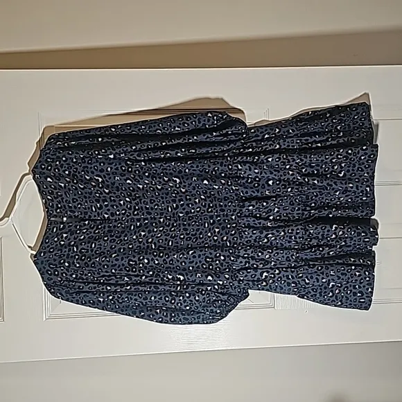 ee:some Long Sleeve Bohemian Blue Animal Print Tierd Peasant Dress Size M