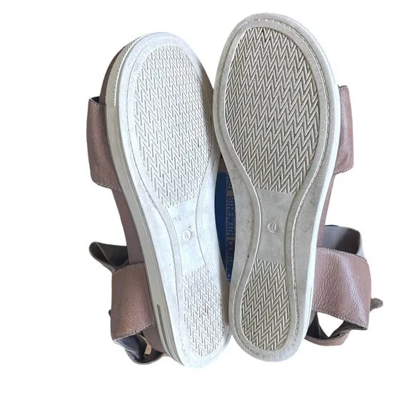 Eileen Fisher 8 Spree Sport Quartz Leather Ankle Strap Sandals Platform Shoe Tan