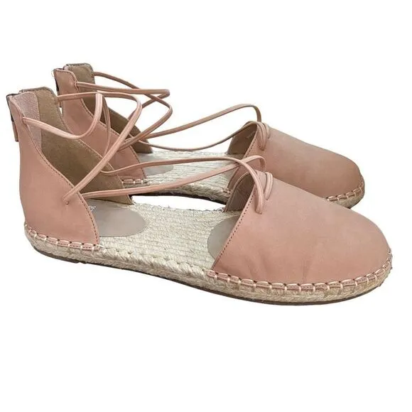Eileen Fisher espadrille lace-up sandals in toffee cream leather size 8 NWB
