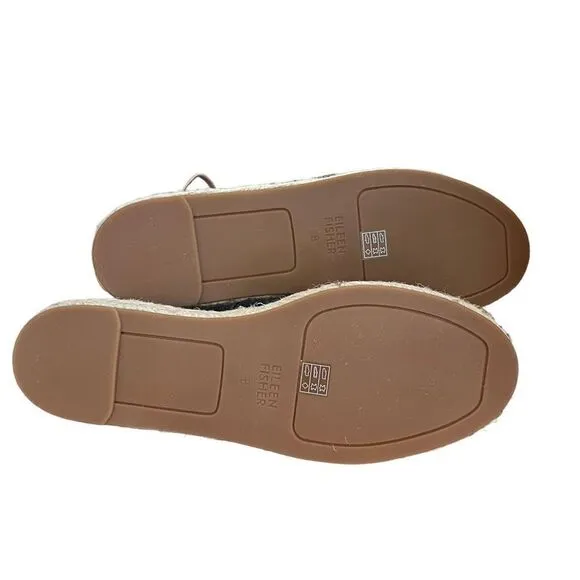 Eileen Fisher espadrille lace-up sandals in toffee cream leather size 8 NWB