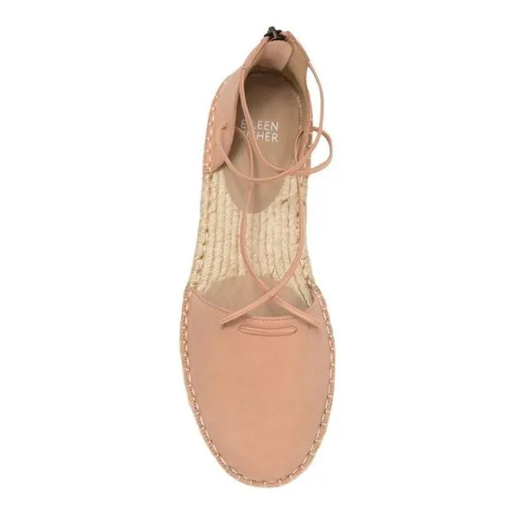 Eileen Fisher espadrille lace-up sandals in toffee cream leather size 8 NWB