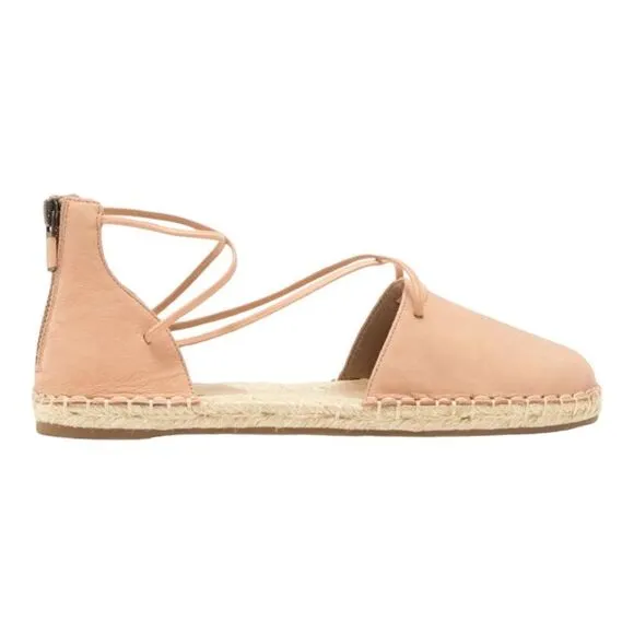Eileen Fisher espadrille lace-up sandals in toffee cream leather size 8 NWB