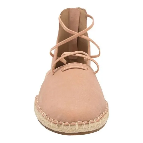 Eileen Fisher espadrille lace-up sandals in toffee cream leather size 8 NWB