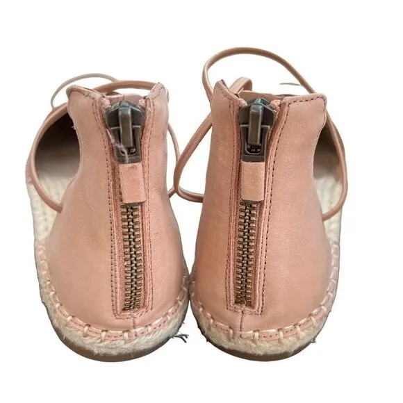 Eileen Fisher espadrille lace-up sandals in toffee cream leather size 8 NWB
