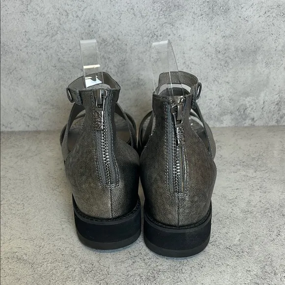 Eileen Fisher Keno Platform Sandal Silver Metallic Leather Chunky Women’s Sz 10
