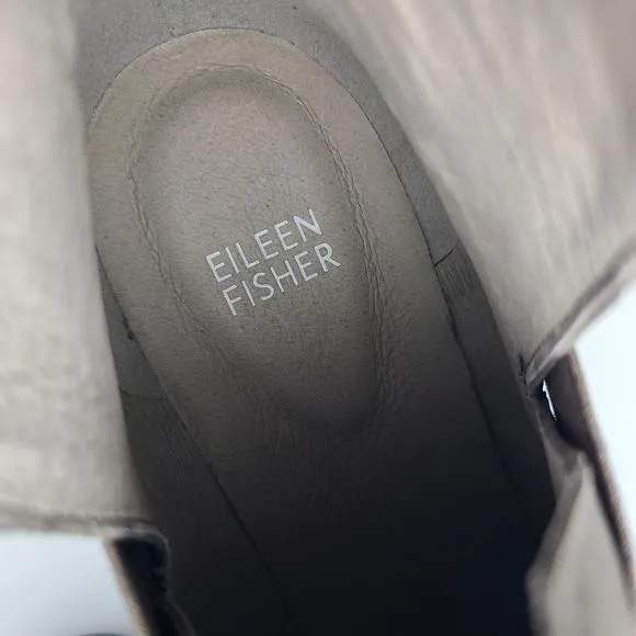Eileen Fisher Lark Leather Chelsea Boots Gray Suede Pull On Wedge Size 9.5 New