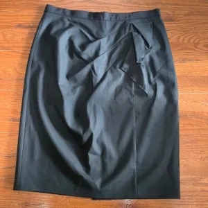 Elie Tahari Black Wool Pencil Skirt Women’s Lined Knee Length Front Ruffle 10