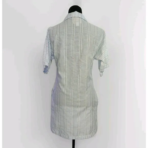 Emily McCarthy Women's Poppy Santorini Metallic Stripes Shift Dress Size XS