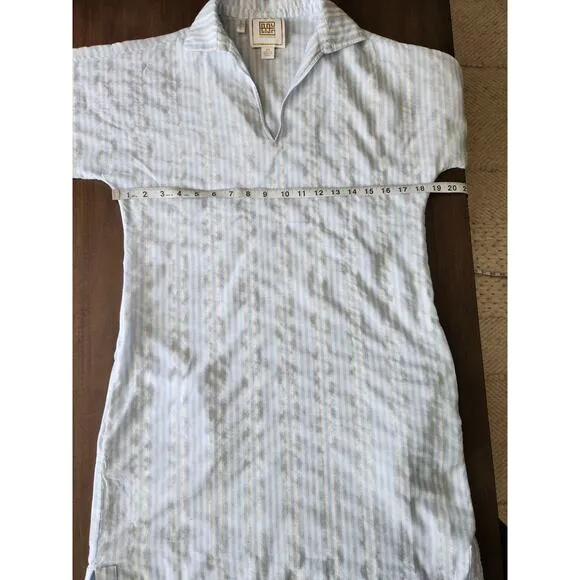 Emily McCarthy Women's Poppy Santorini Metallic Stripes Shift Dress Size XS