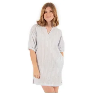 Emily McCarthy Women's Poppy Santorini Metallic Stripes Shift Dress Size XS