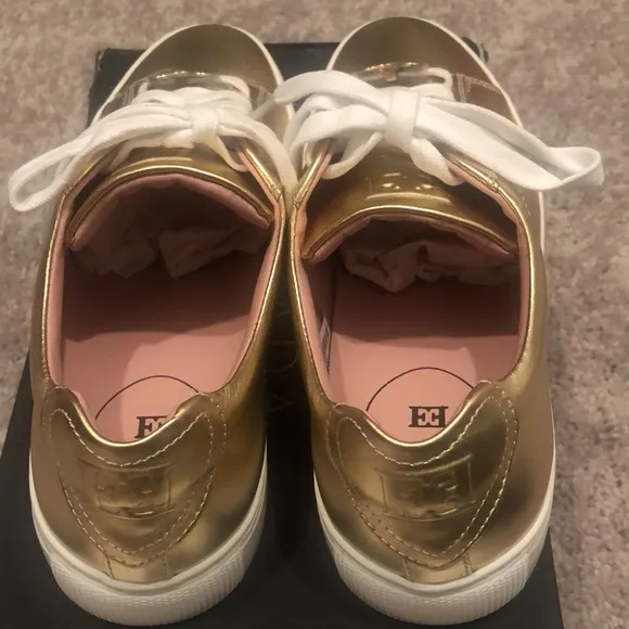 Escada Gold Leather Sneakers
