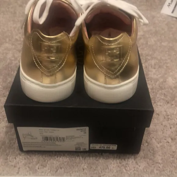 Escada Gold Leather Sneakers