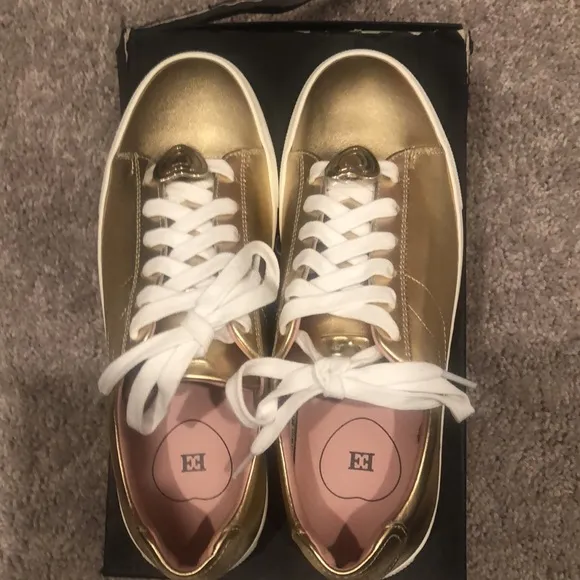 Escada Gold Leather Sneakers