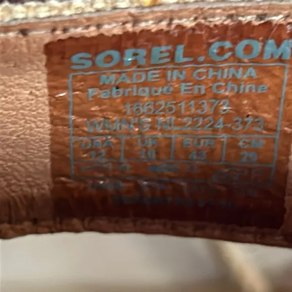 EUC Sorel Women Joanie Camel Brown Leather Lace Up Open Toe Wedge Sandals 12