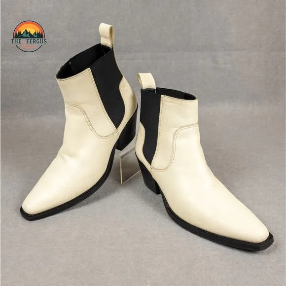 Everlane Boot Leather Made in Italy Wild Western Americana Style White Size 7