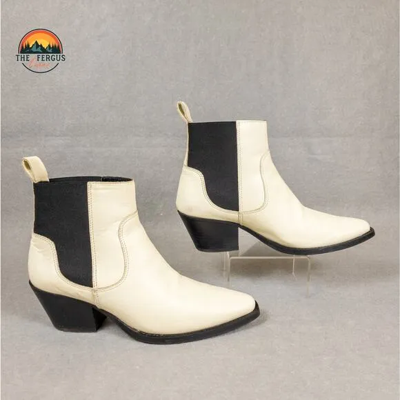 Everlane Boot Leather Made in Italy Wild Western Americana Style White Size 7