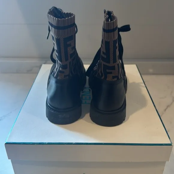 Fendi KidsFendi Kids FF Motif Combat Boots size eu 34 us 3.5