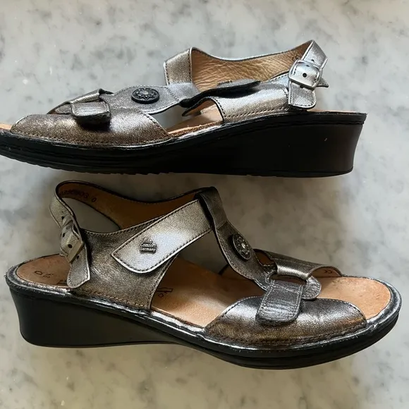 Finn Comfort Adana Metallic Leather Adjustable Sandals Women’s Size 5.5