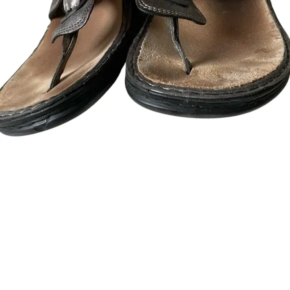 FINN COMFORT Germany Metallic Bronze Leather Velcro Strap Sandals 41