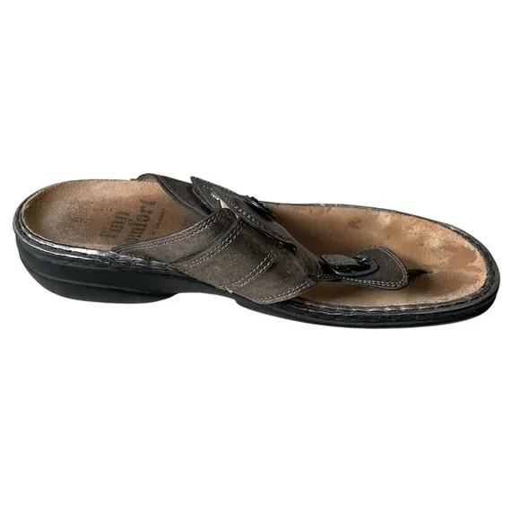 FINN COMFORT Germany Metallic Bronze Leather Velcro Strap Sandals 41