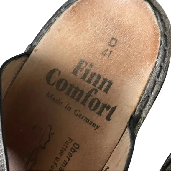 FINN COMFORT Germany Metallic Bronze Leather Velcro Strap Sandals 41