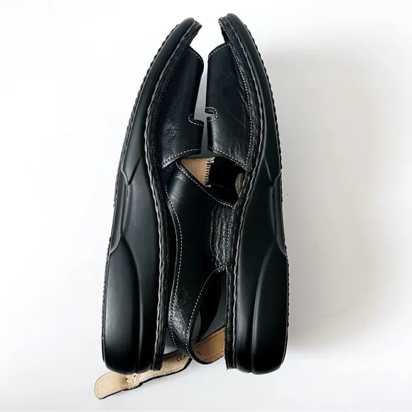 Finn Comfort Men's Black Leather German Sandals- NO INSOLES- Size 43 US SZ 9.5
