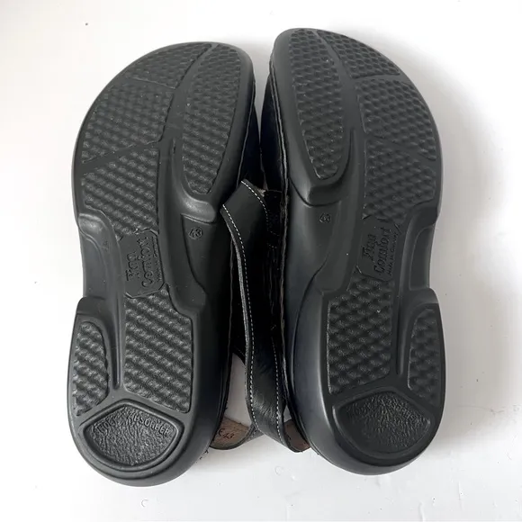 Finn Comfort Men's Black Leather German Sandals- NO INSOLES- Size 43 US SZ 9.5