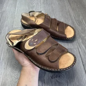 Finn Comfort Sandals Womens 39 Sylt Slingback Strappy Brown Leather Buckle Open
