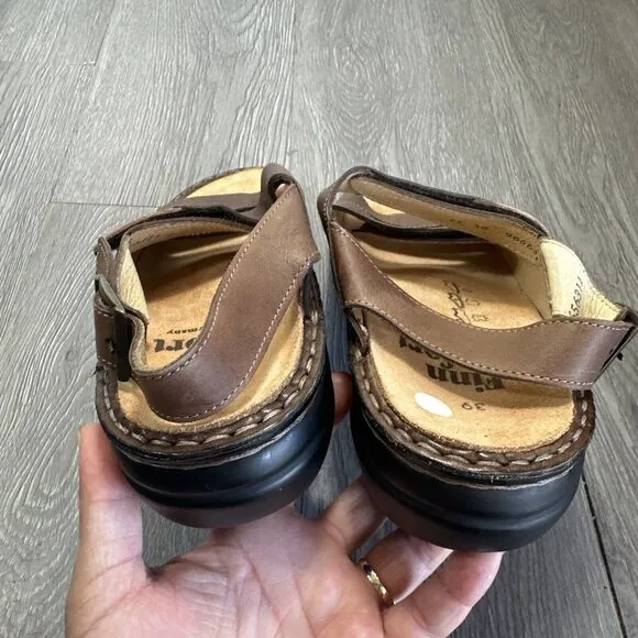 Finn Comfort Sandals Womens 39 Sylt Slingback Strappy Brown Leather Buckle Open
