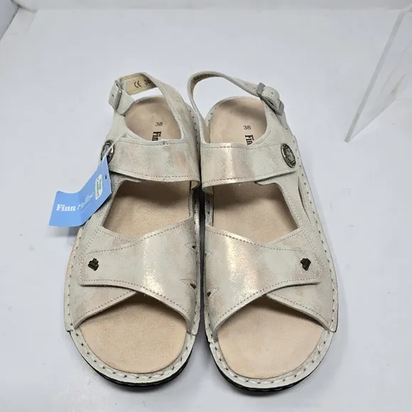 Finn Comfort Women's EU 38 US 7 - 7.5 Barbuda Pearl Champagne Nuvolo Sandals