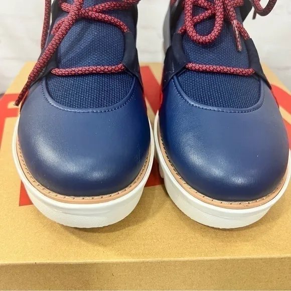 FIT FLOP GLACE KNIT ANKLE BOOTS in midnight blue size 7.