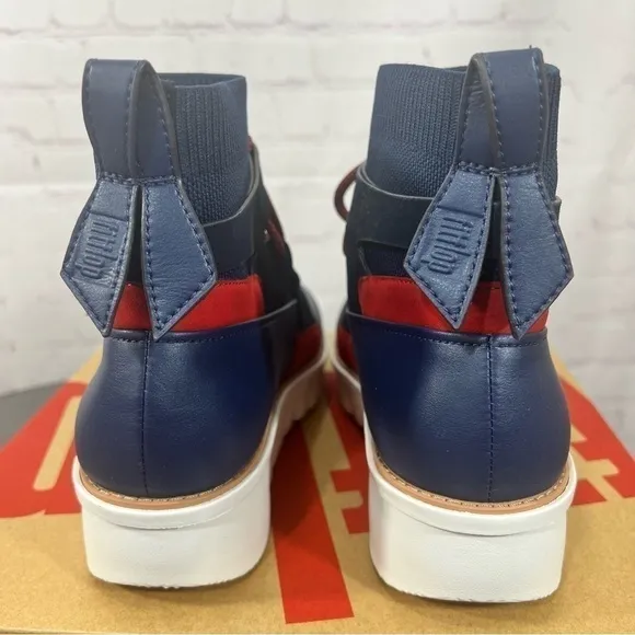 FIT FLOP GLACE KNIT ANKLE BOOTS in midnight blue size 7.