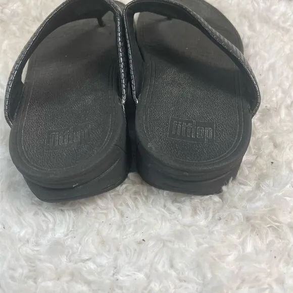 Fit-flop Lulu Black weave thong sandals size11
