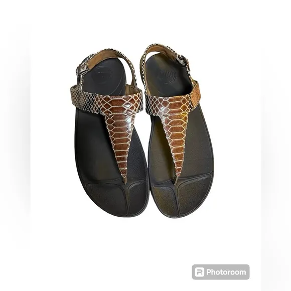 FIT FLOP SNAKESKIN STRAP SANDALS