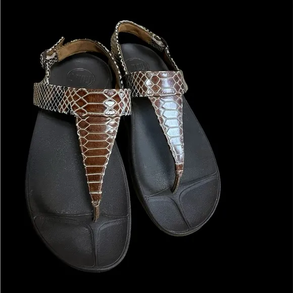 FIT FLOP SNAKESKIN STRAP SANDALS