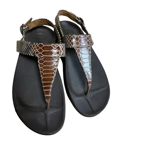 FIT FLOP SNAKESKIN STRAP SANDALS