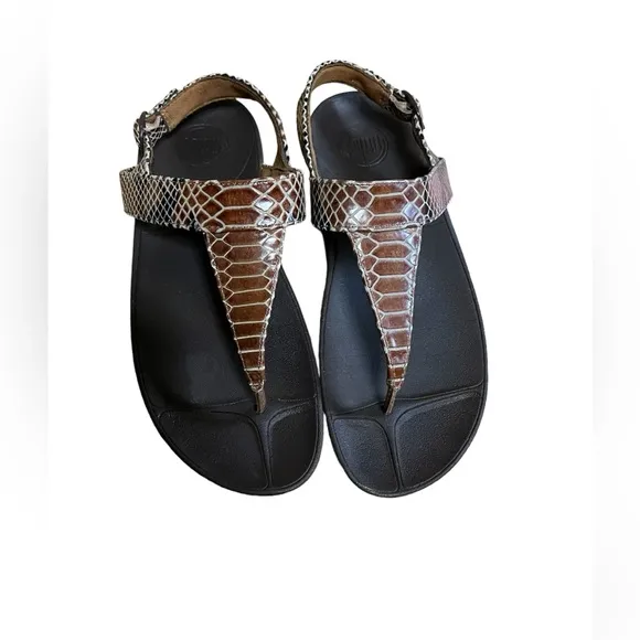 FIT FLOP SNAKESKIN STRAP SANDALS