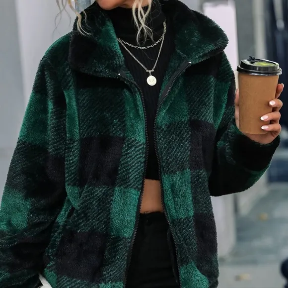 Forest Plaid Collared Jacket