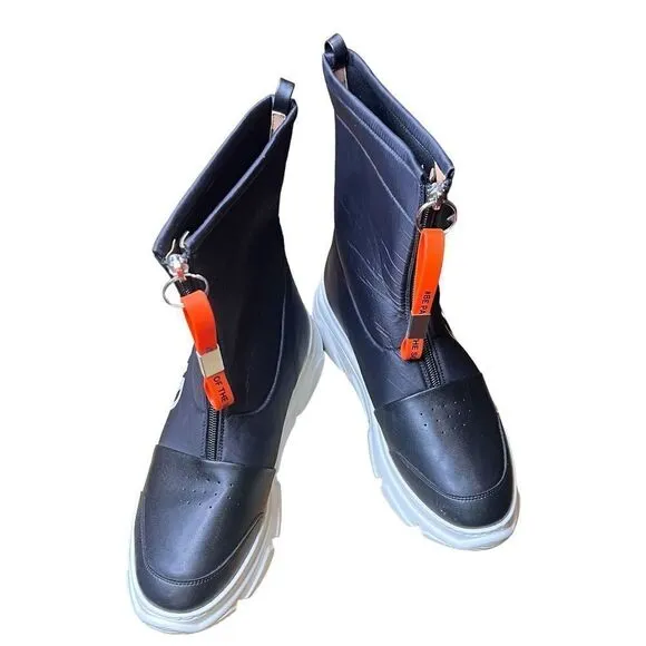 FORWARD F_WD FAUX LEATHER BOOT WITH ZIP for Women in Black NWOB Size 40/10