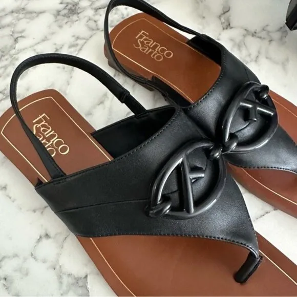 Franco Sarto Women's Emmie Slingback Flat Sandals Black Size 9