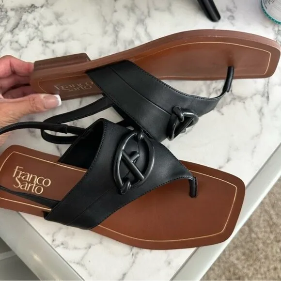 Franco Sarto Women's Emmie Slingback Flat Sandals Black Size 9